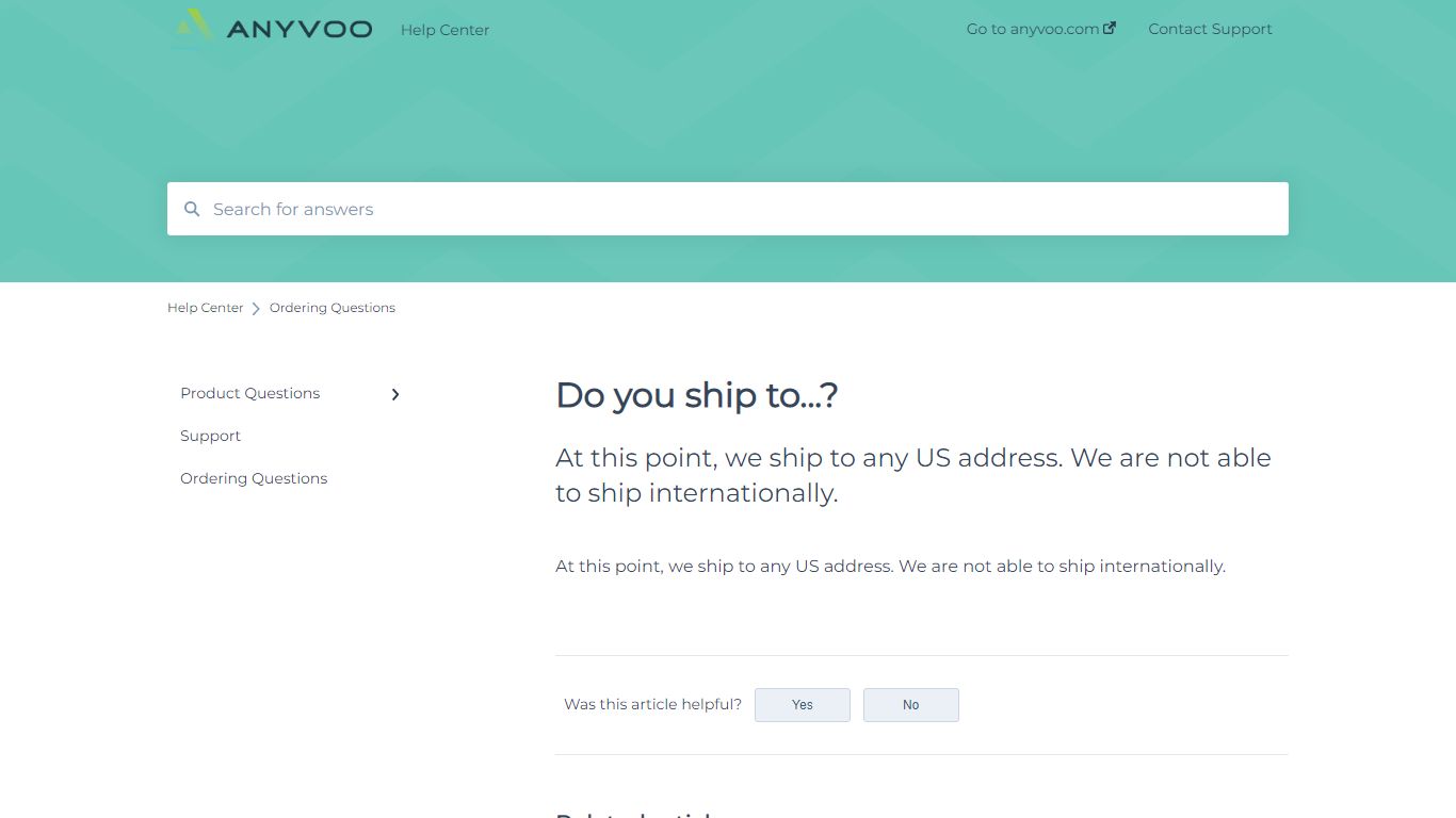 Do you ship to...? - help.anyvoo.com